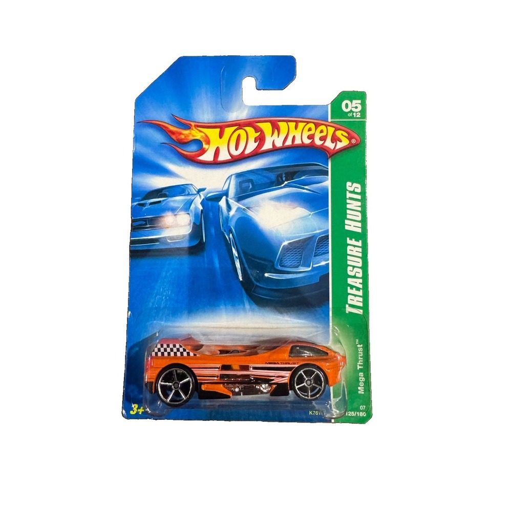 2007 Hot Wheels Mega Thrust Treasure Hunt 5/12 Orange K7616 Sealed